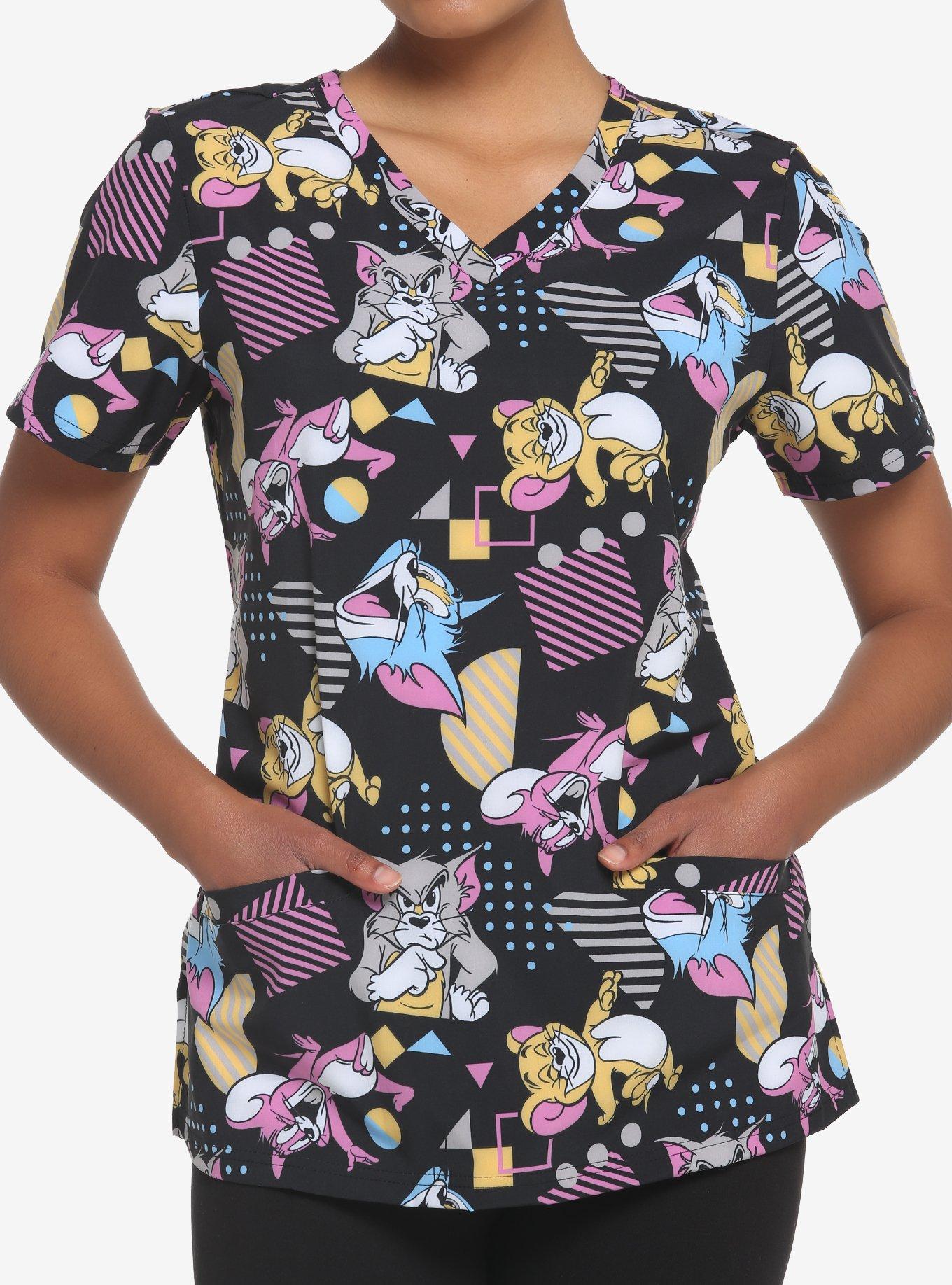 Tom And Jerry Retro Scrub Top, MULTI, hi-res