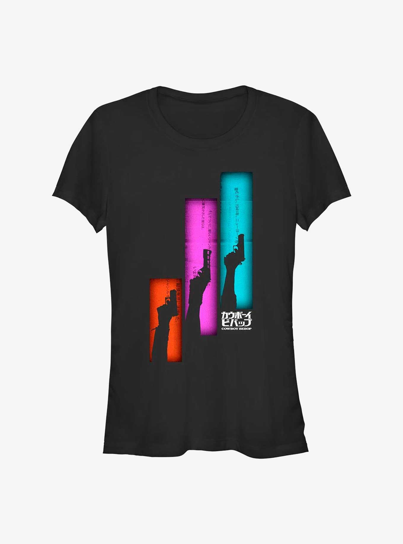 Cowboy Bebop Gun Panels Girl's T-Shirt, BLACK, hi-res