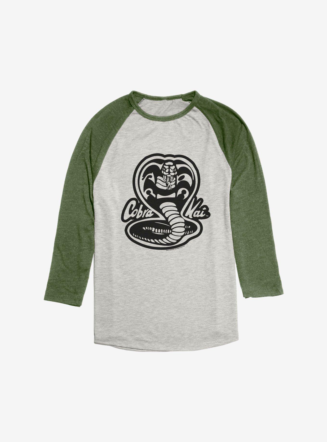 Cobra Kai Simple Snake Logo Raglan, Oatmeal With Moss, hi-res