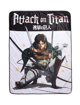 Attack On Titan Logo Eren Throw Blanket, , hi-res