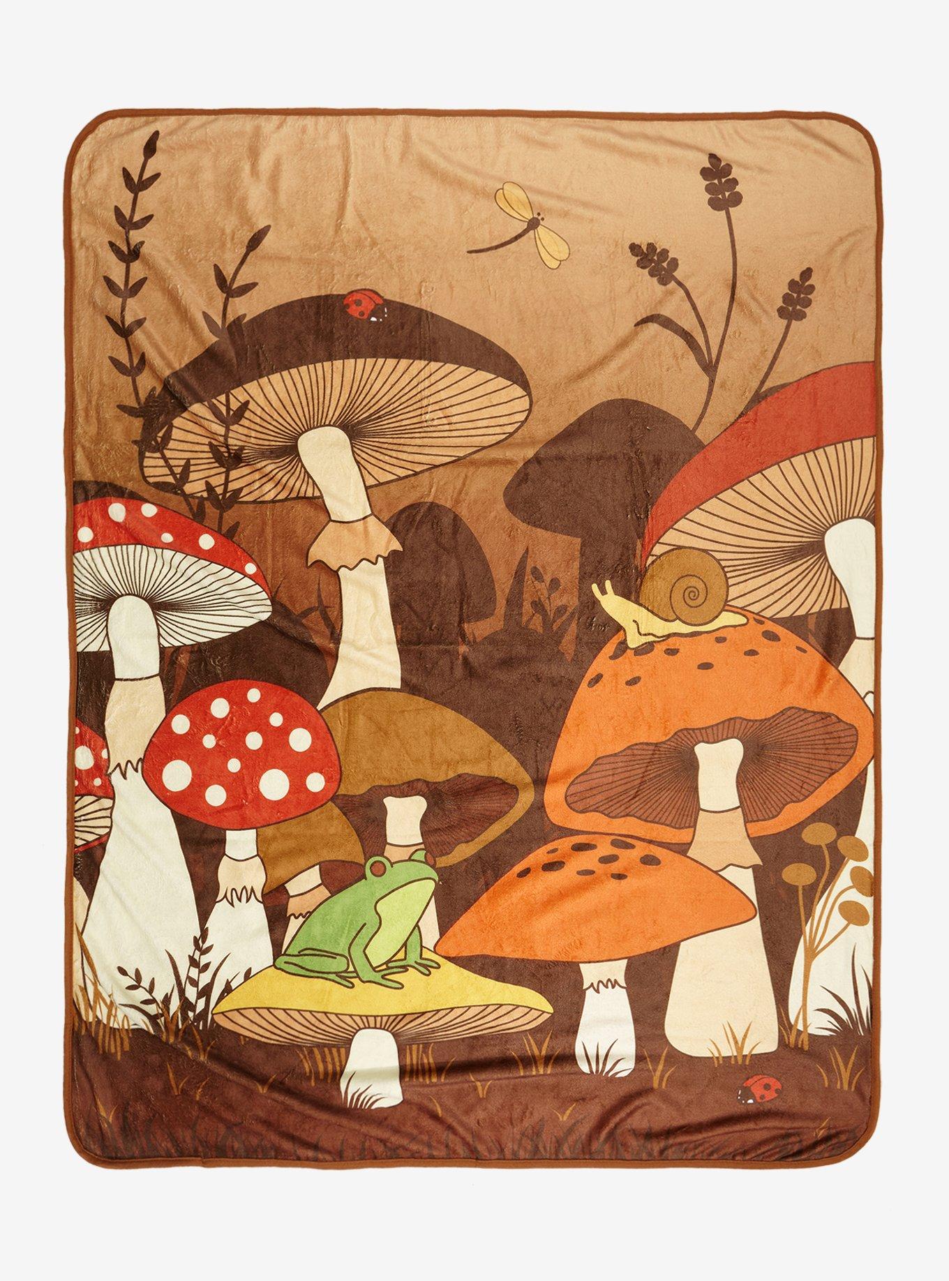 Cottagecore Mushrooms Throw Blanket, , hi-res