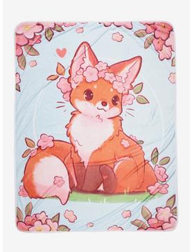 Sakura Fox Throw Blanket By Naomi Lord, , hi-res
