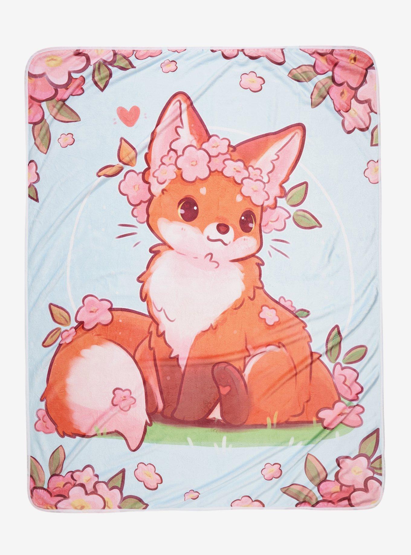 Sakura Fox Throw Blanket By Naomi Lord, , hi-res