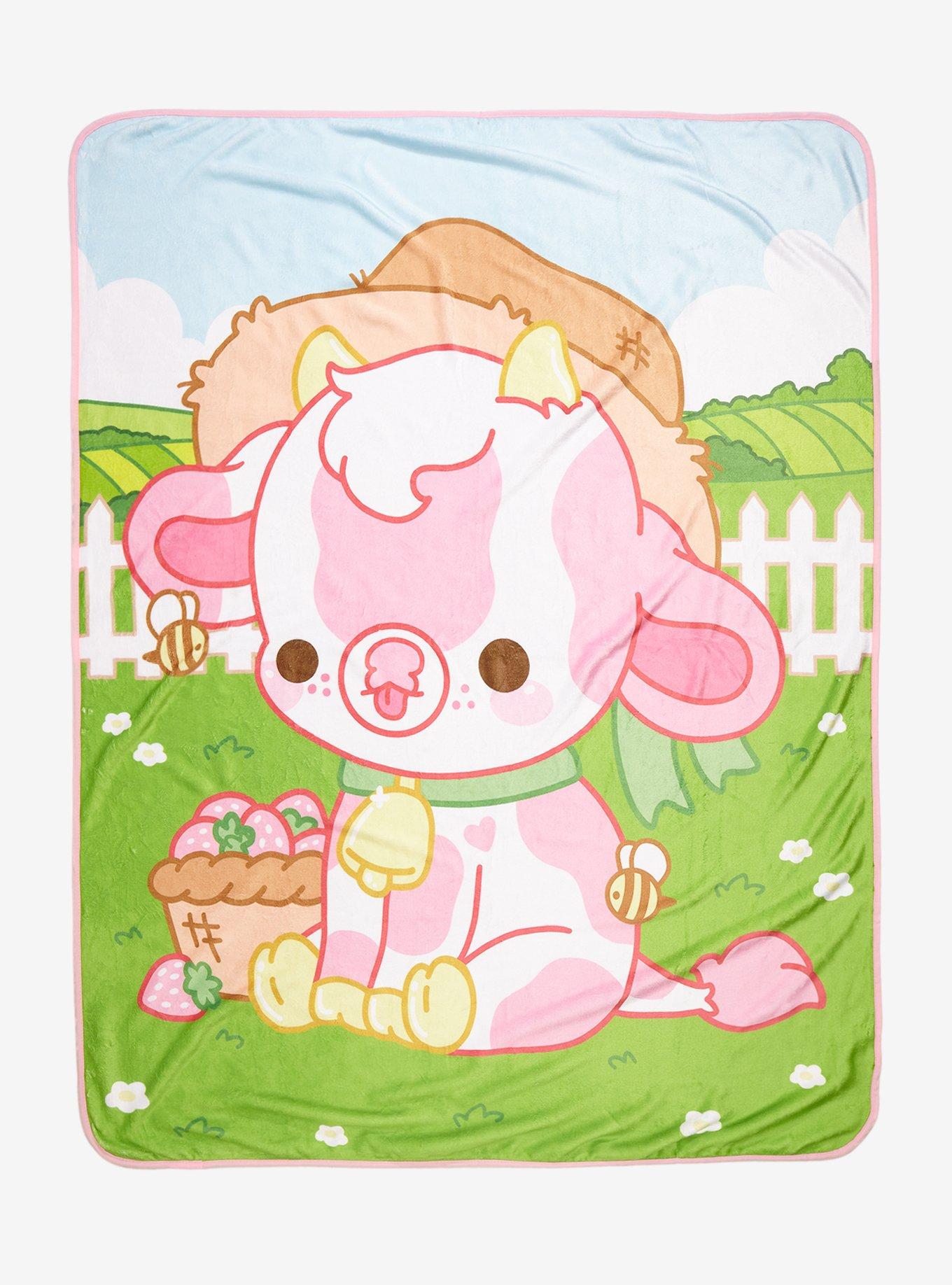 Strawberry Cow Throw Blanket By Bright Bat Design