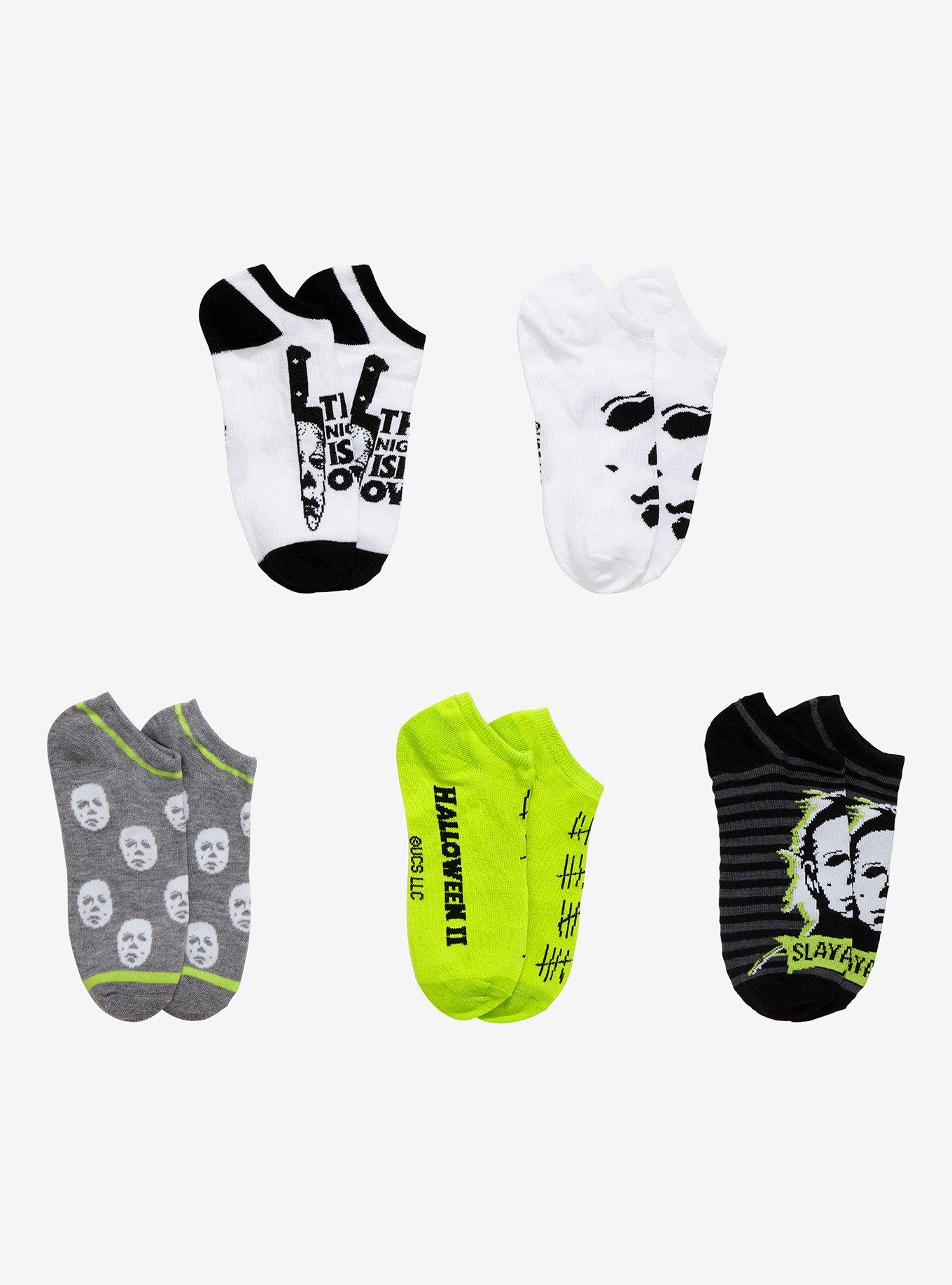 Halloween 2 Michael Myers Mask No-Show Socks 5 Pair, , hi-res
