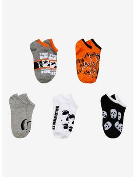 Halloween Michael Myers Orange Mask No-Show Socks 5 Pair, , hi-res