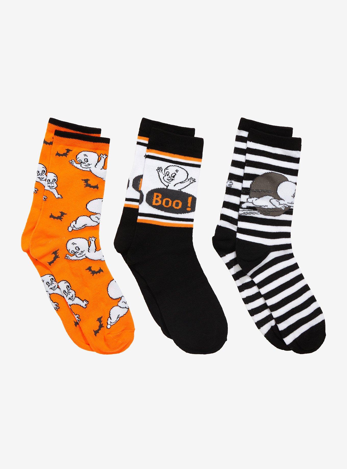 Casper The Friendly Ghost Halloween Crew Socks 3 Pair, , hi-res