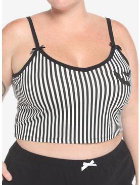 Black & White Stripe Cami & Shorts Girls Lounge Set Plus Size, , hi-res