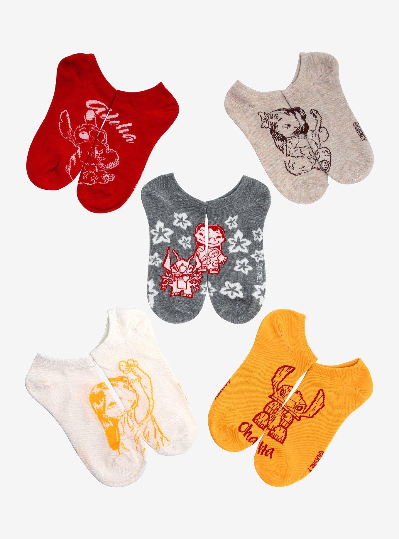 Disney Lilo & Stitch Duo No-Show Socks 5 Pair, , hi-res