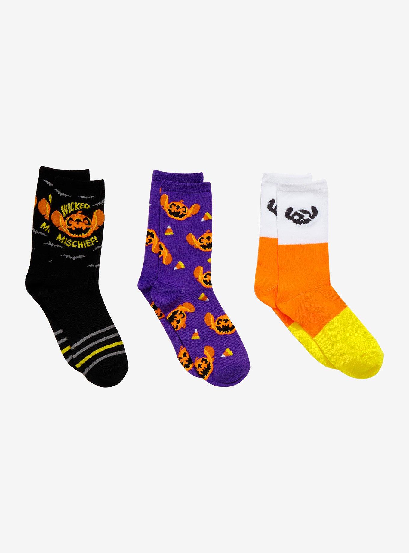 Disney Lilo & Stitch Candy Corn Crew Socks 3 Pair, , hi-res