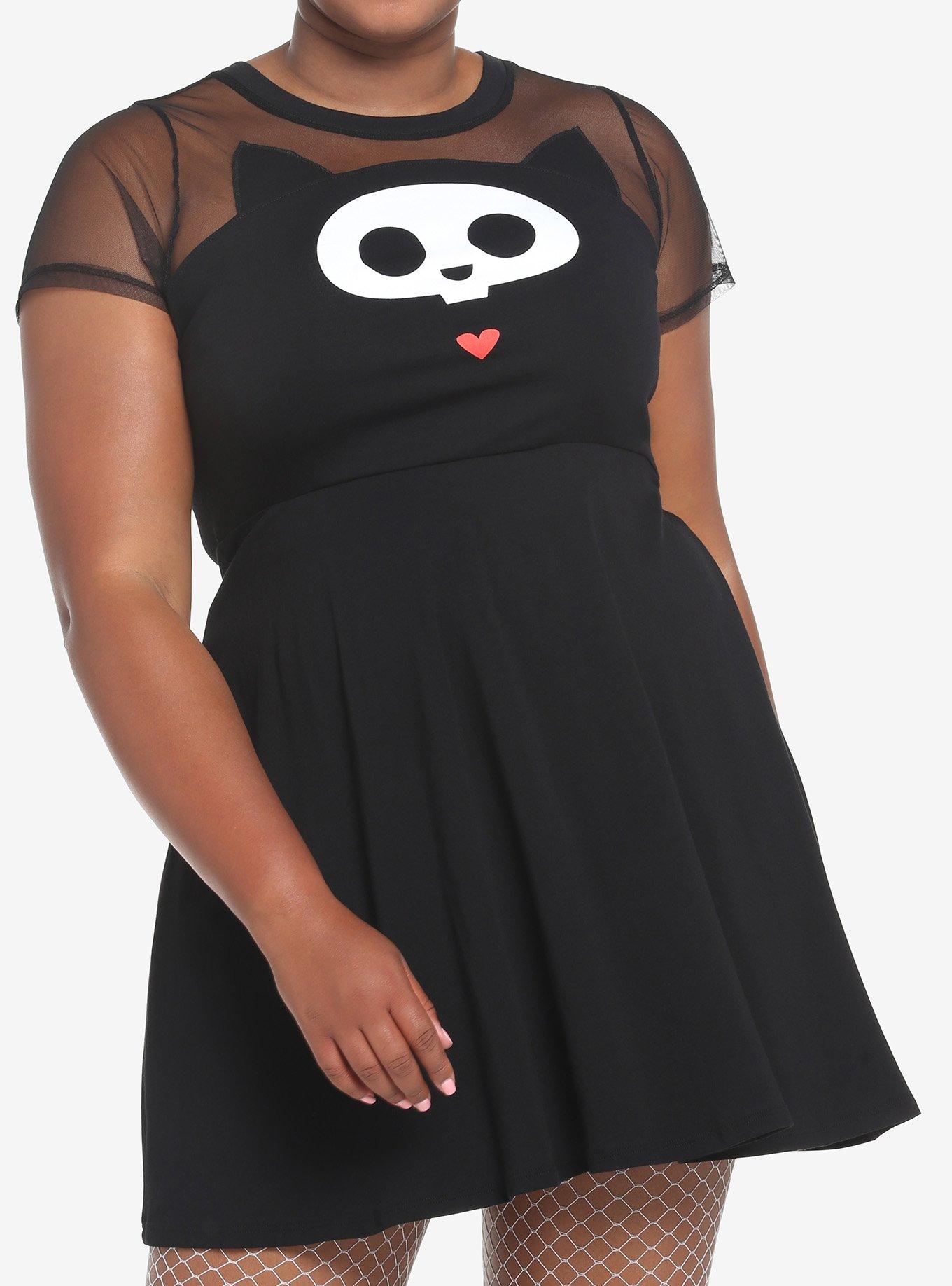 Skelanimals Kit Mesh Skater Dress Plus Size, MULTI, hi-res