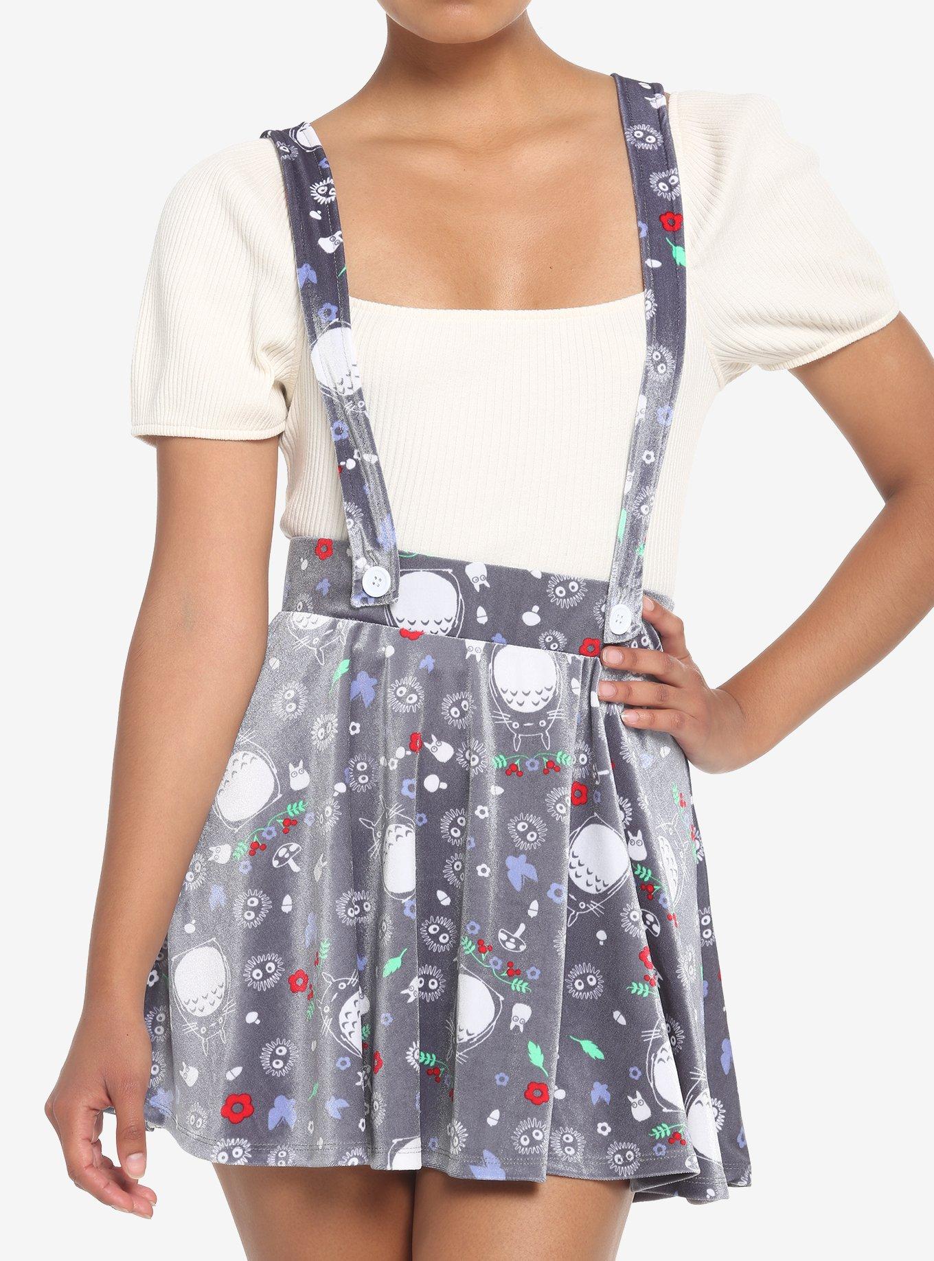 Her Universe Studio Ghibli My Neighbor Totoro Grey Velvet Suspender Skirt, MULTI, hi-res
