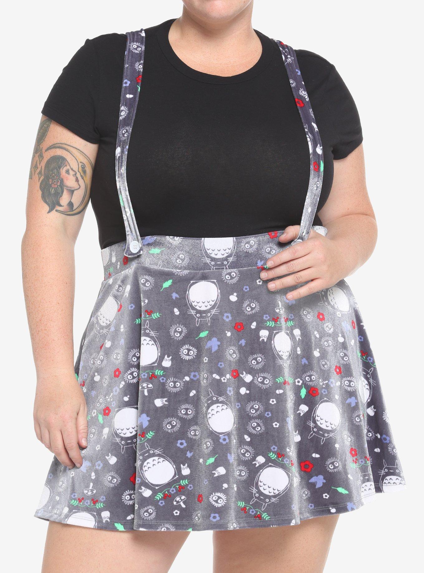 Her Universe Studio Ghibli My Neighbor Totoro Grey Velvet Suspender Skirt Plus Size, MULTI, hi-res