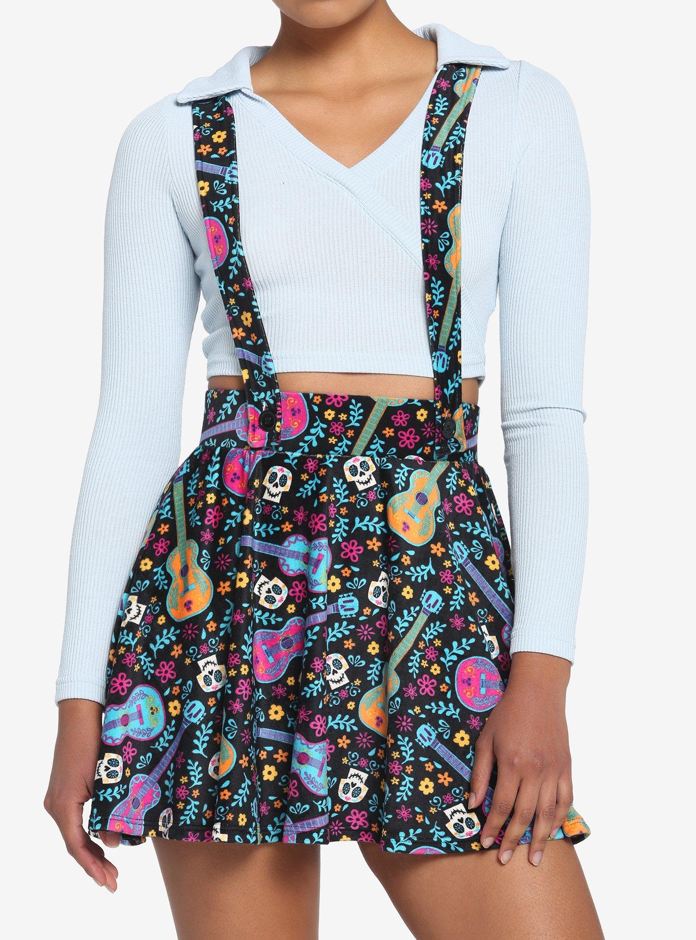 Disney Pixar Coco Sugar Skull & Guitar Velvet Suspender Skirt, MULTI, hi-res