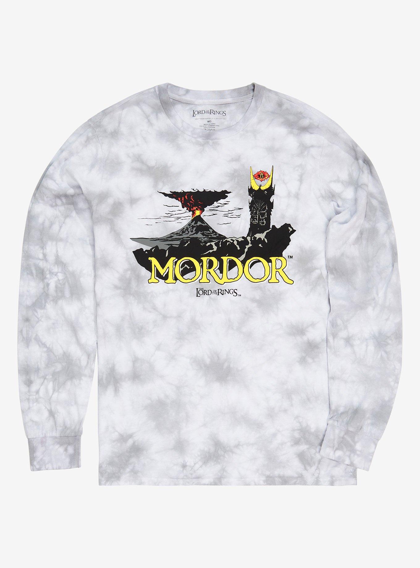 The Lord of the Rings Mordor Long Sleeve Tie-Dye T-Shirt - BoxLunch Exclusive , TIE DYE - GREY, hi-res