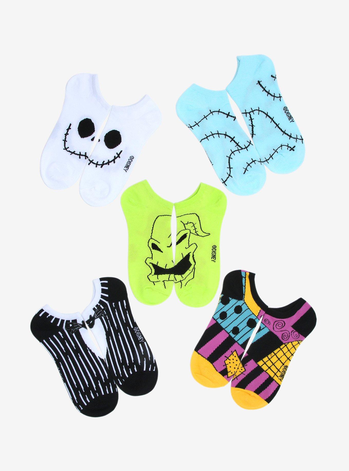 The Nightmare Before Christmas Outfits No-Show Socks 5 Pair, , hi-res
