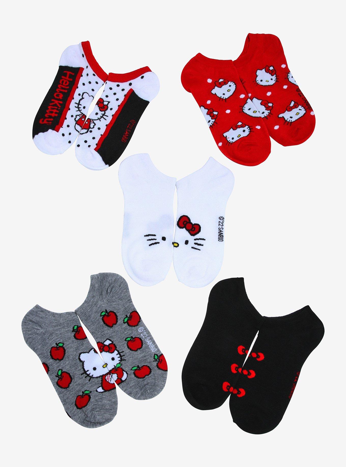 Hello Kitty Red Icons No-Show Socks 5 Pair, , hi-res