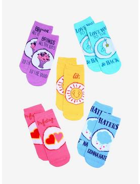 Care Bears Belly Badge Quotes No-Show Socks 5 Pair, , hi-res