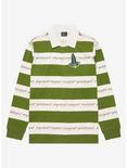 The Lord of the Rings Leaves of Lorien Ring Verse Striped Collared Long Sleeve T-Shirt - BoxLunch Exclusive, LIGHT GREEN, hi-res