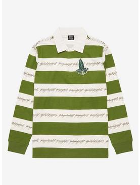The Lord of the Rings Leaves of Lorien Ring Verse Striped Collared Long Sleeve T-Shirt - BoxLunch Exclusive, , hi-res