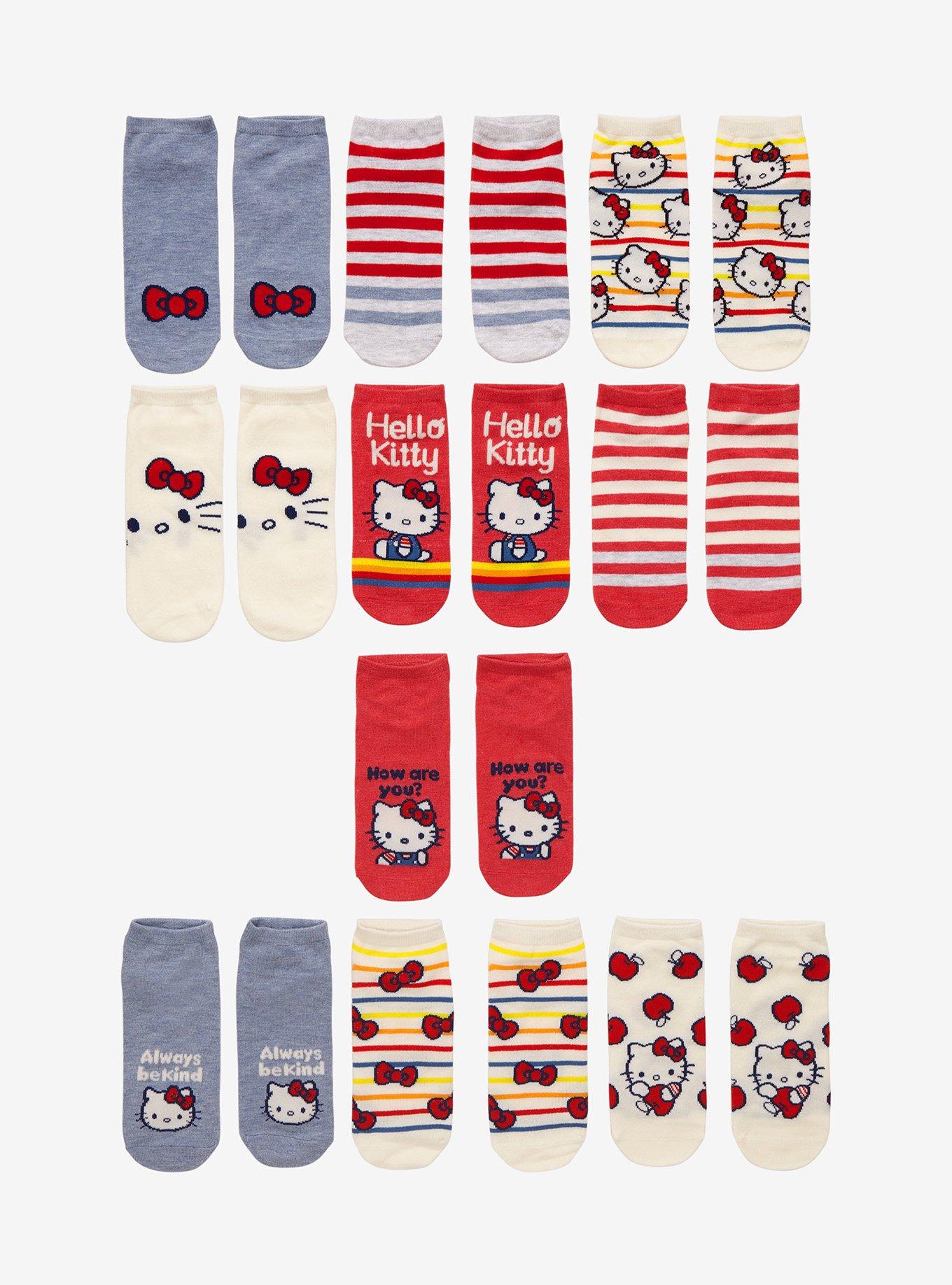 Hello Kitty Stripe No-Show Socks 10 Pair, , hi-res