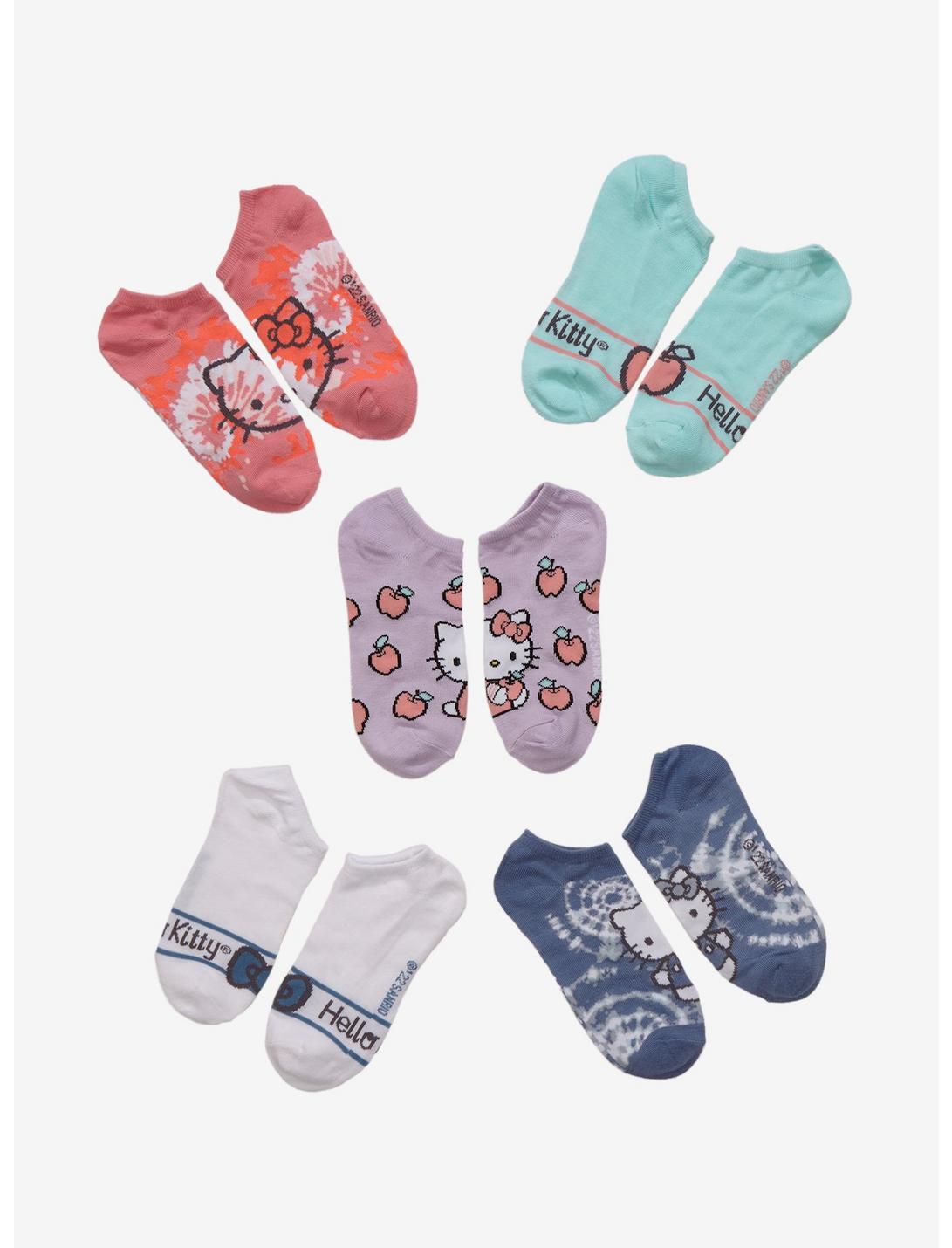 Hello Kitty Tie-Dye No-Show Socks 5 Pair, , hi-res