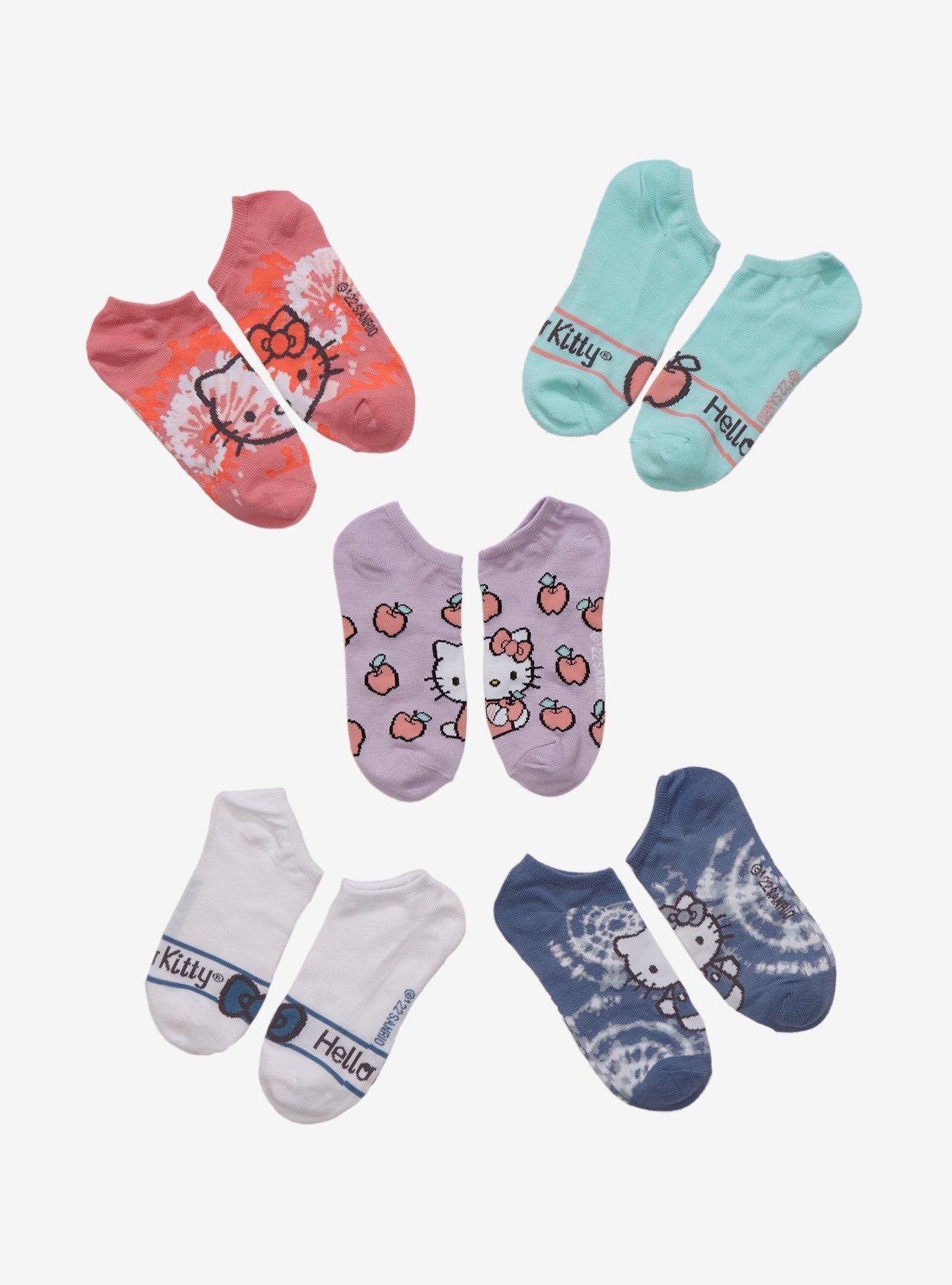 Hello Kitty Tie-Dye No-Show Socks 5 Pair, , hi-res