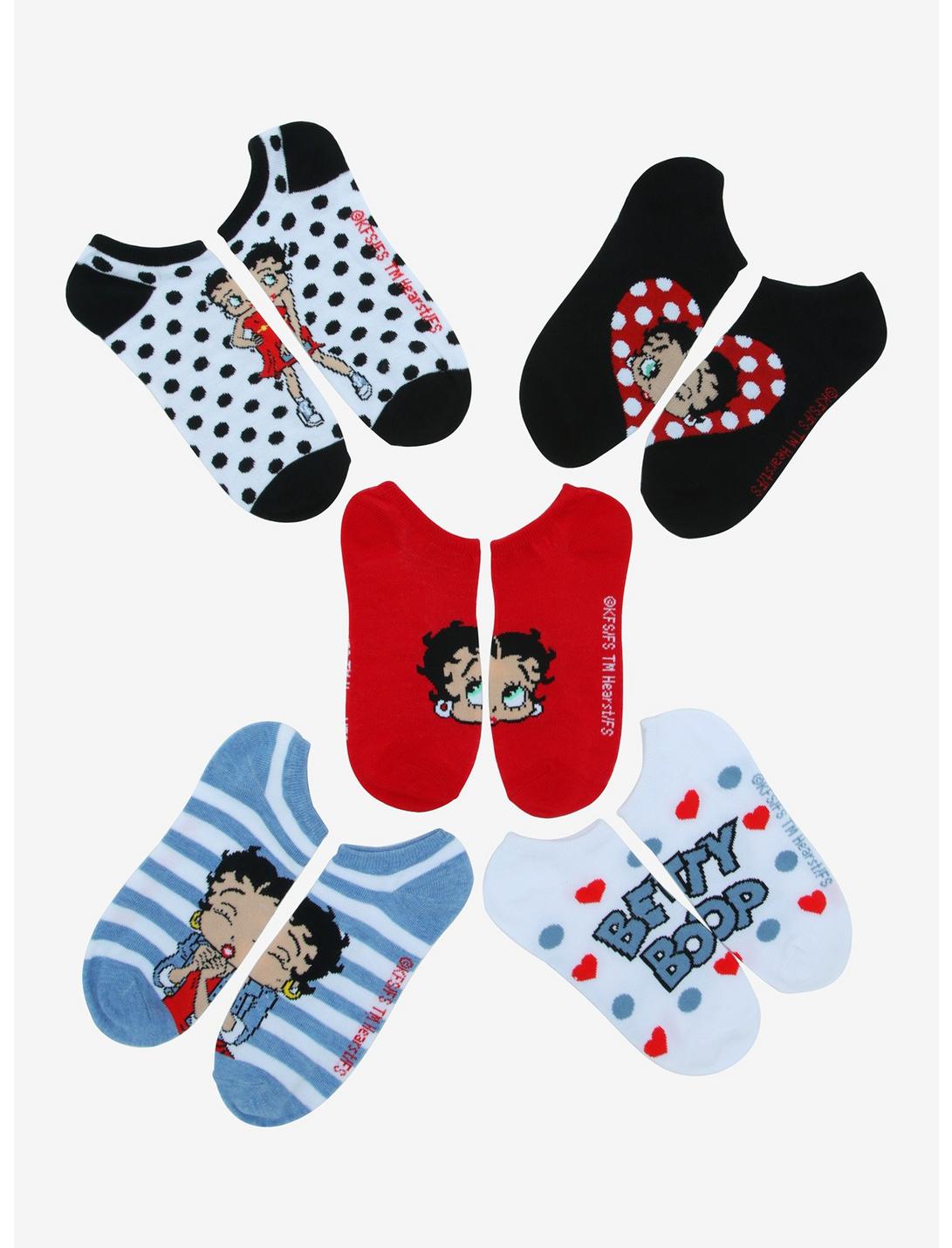 Betty Boop Polka Dot No-Show Socks 5 Pair, , hi-res