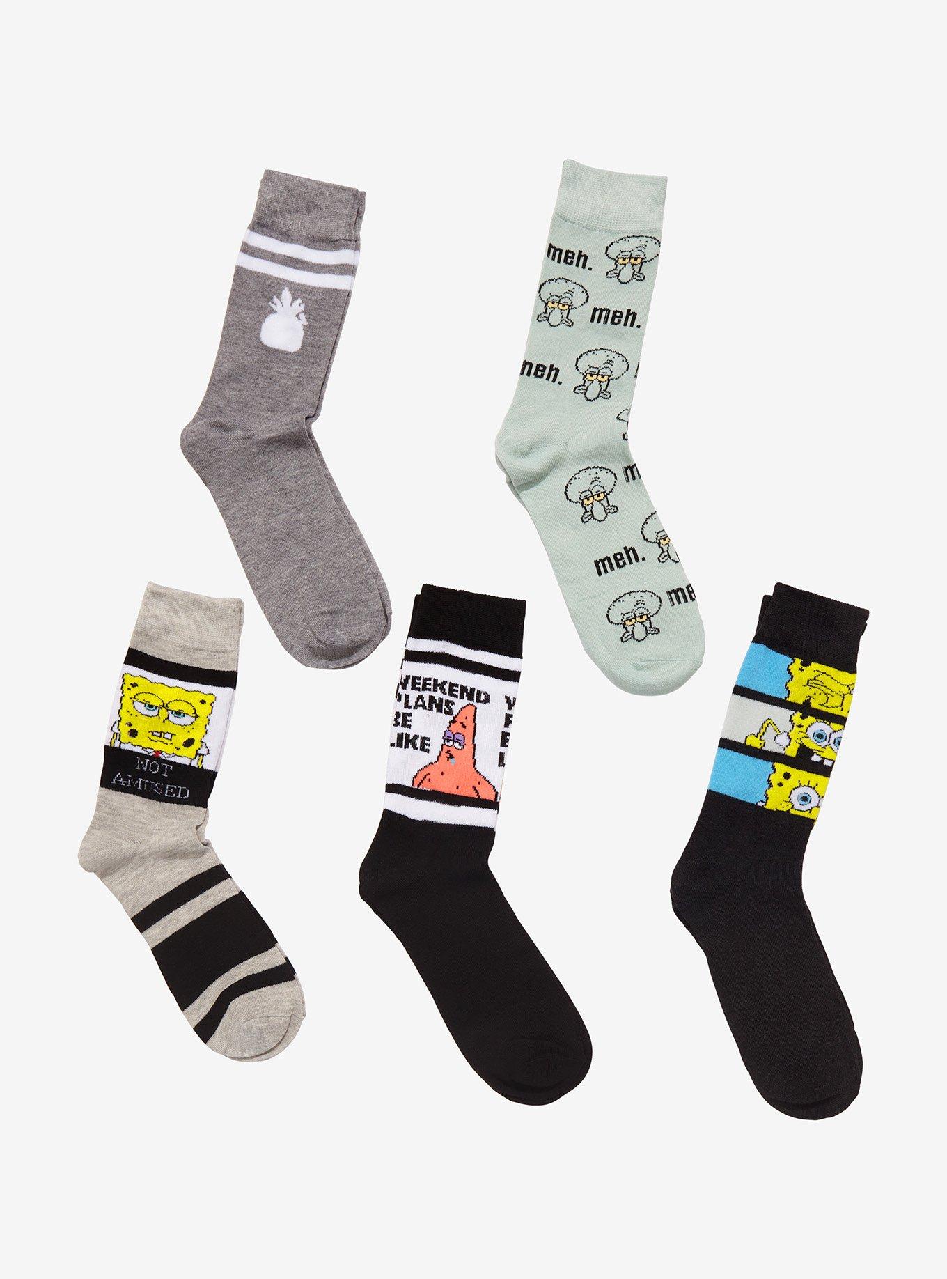 SpongeBob SquarePants Trio Crew Socks 5 Pair, , hi-res