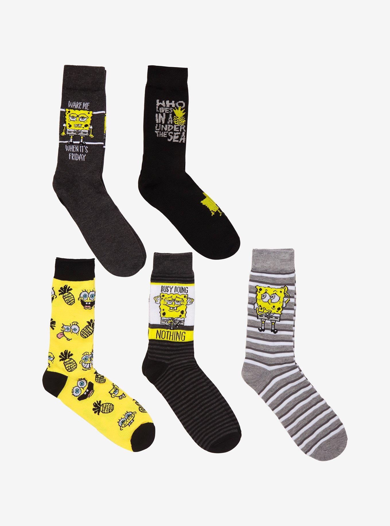 SpongeBob SquarePants Quotes Crew Socks 5 Pair, , hi-res
