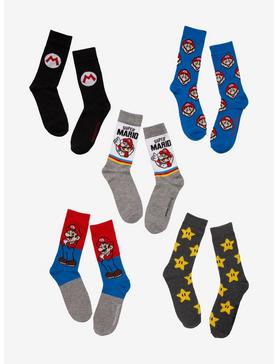 Super Mario Stars & Symbols Crew Socks 5 Pair, , hi-res