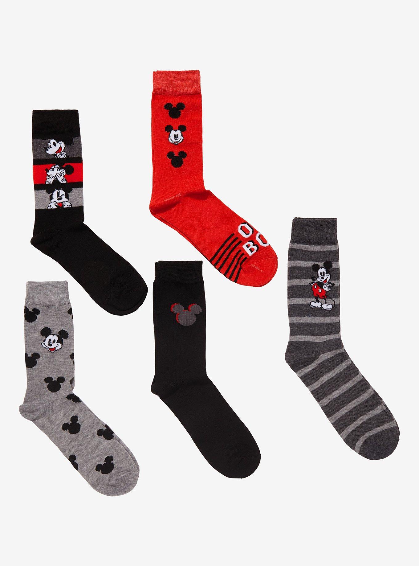Disney Mickey Mouse Red Crew Socks 5 Pair, , hi-res