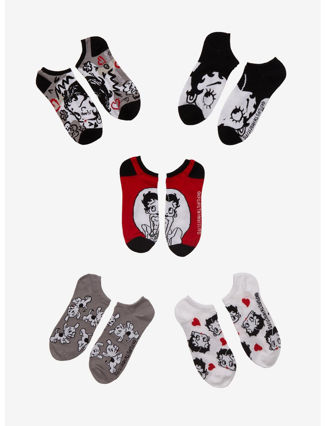 Betty Boop Classic No-Show Socks 5 Pair, , hi-res
