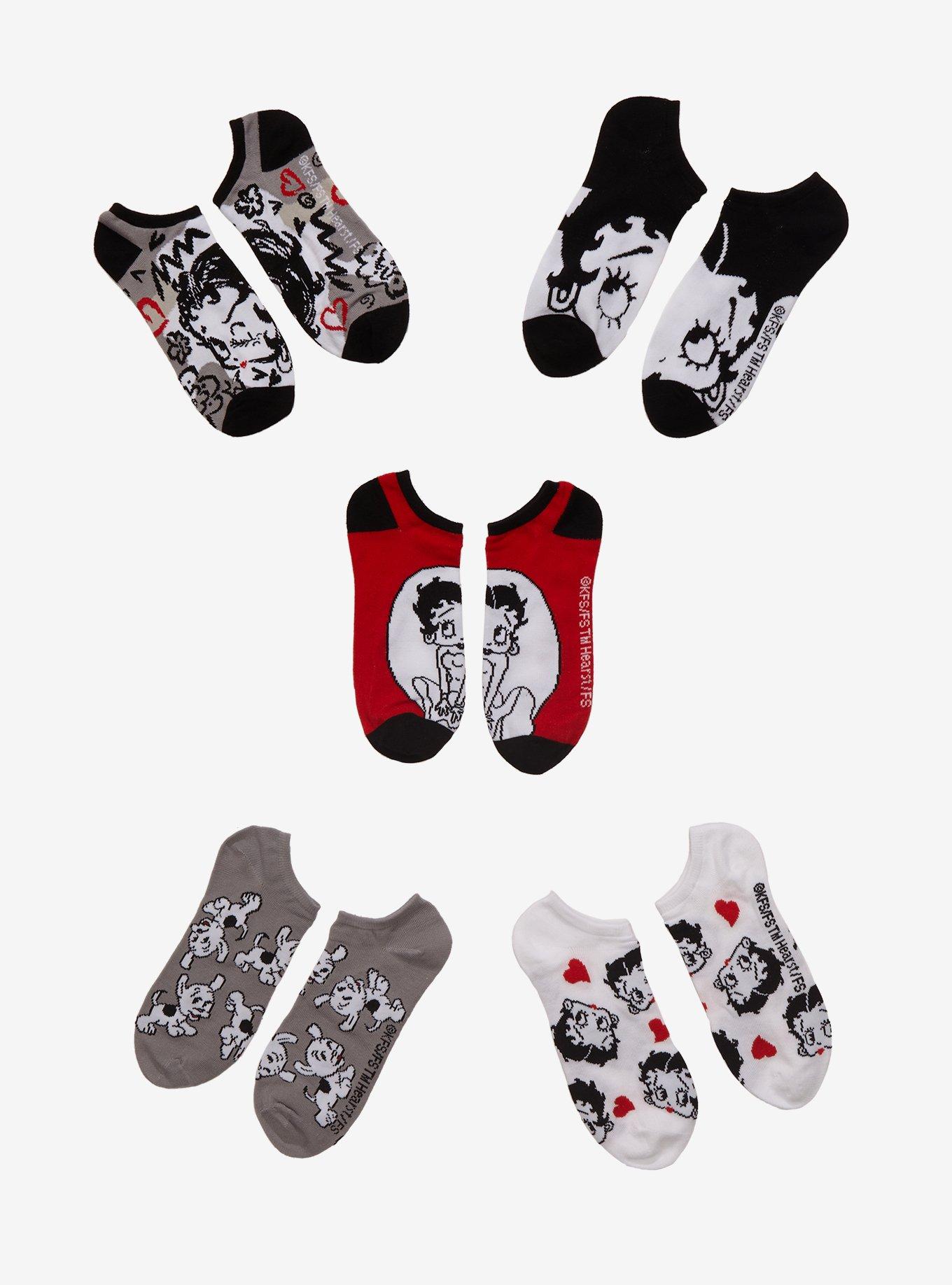 Betty Boop Classic No-Show Socks 5 Pair, , hi-res