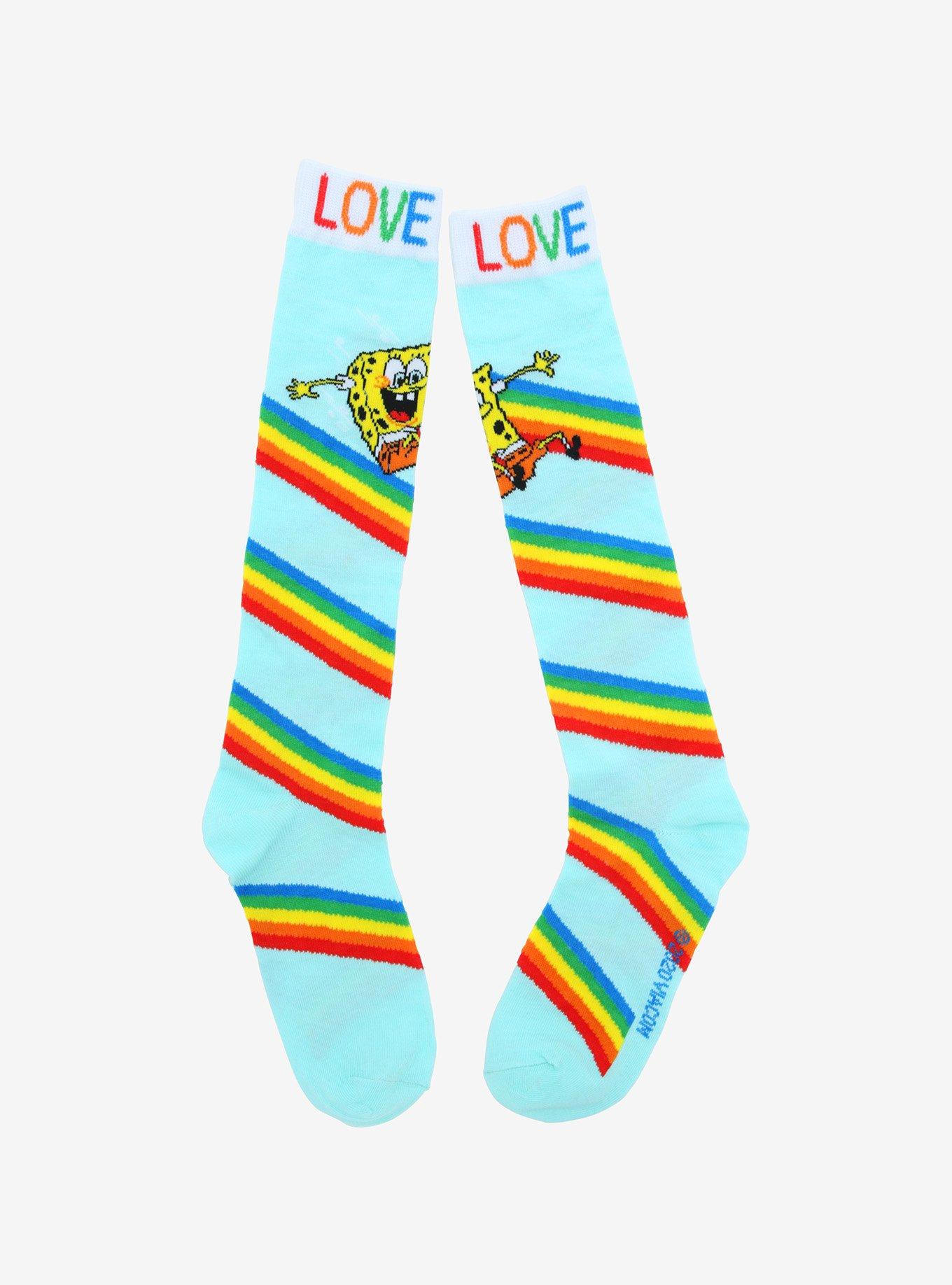 SpongeBob SquarePants Rainbow Love Knee-High Socks, , hi-res
