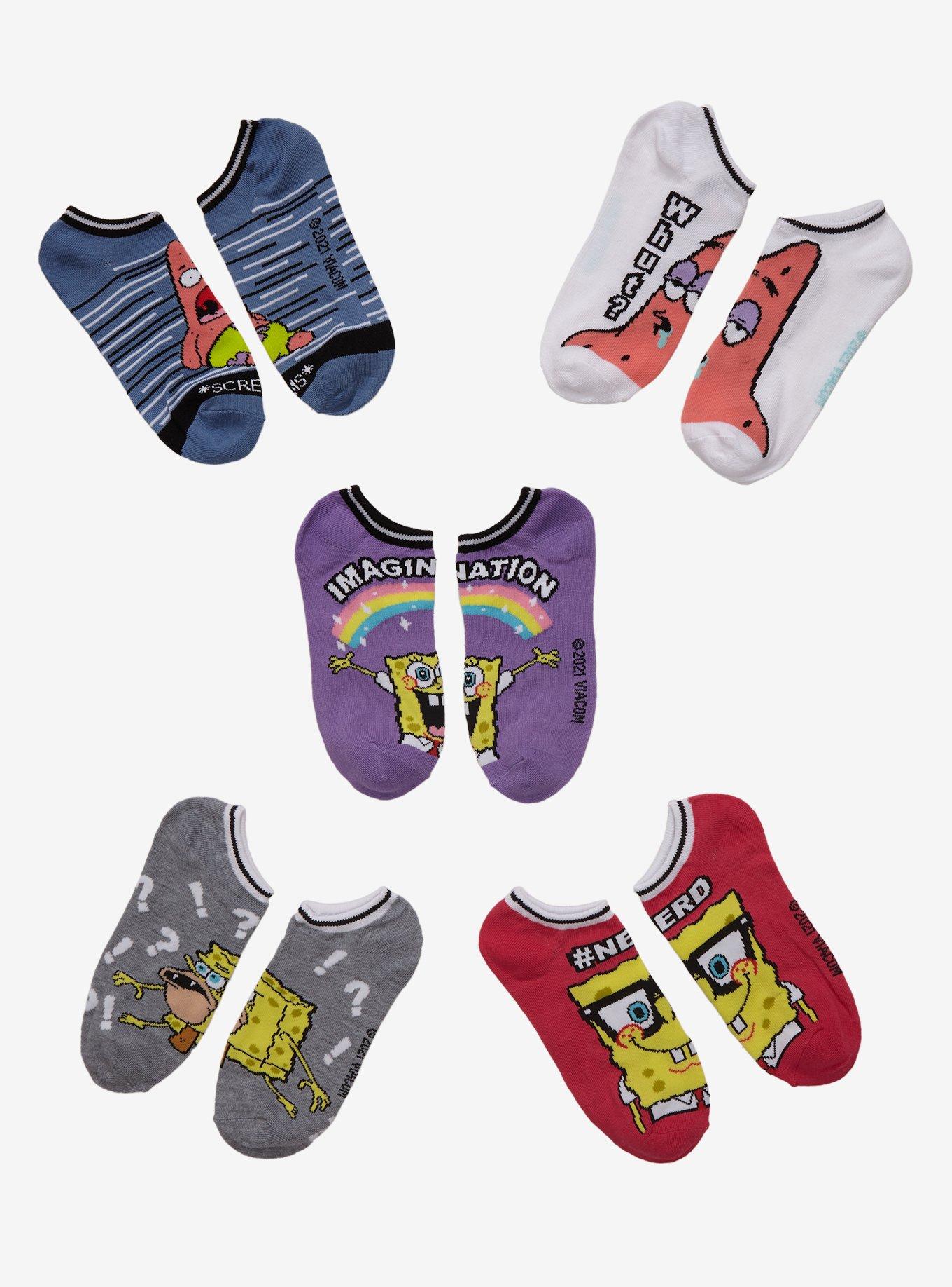 SpongeBob SquarePants Nerd No-Show Socks 5 Pair, , hi-res