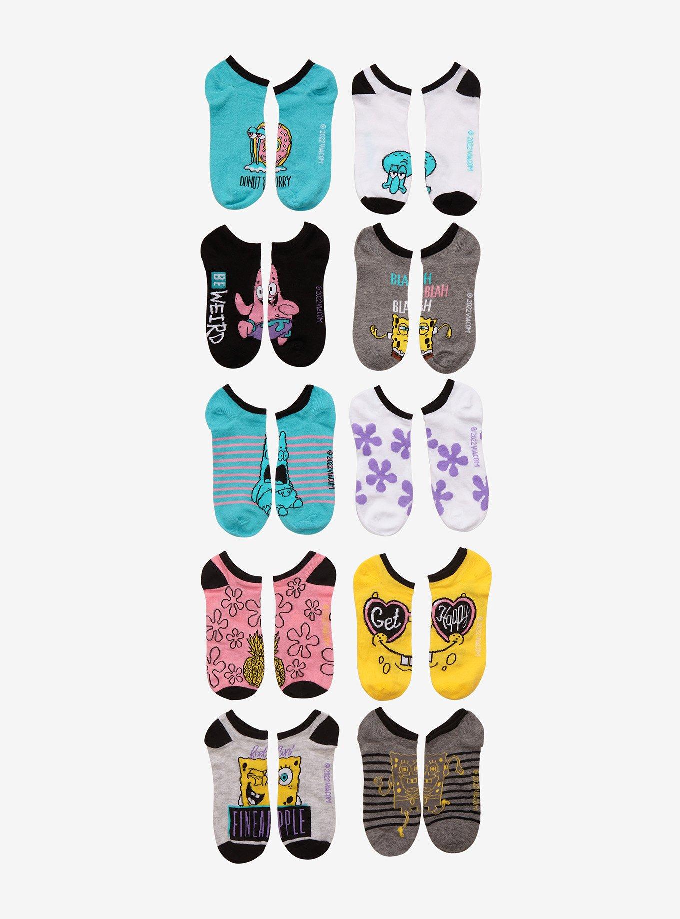SpongeBob SquarePants Character No-Show Socks 10 Pair, , hi-res