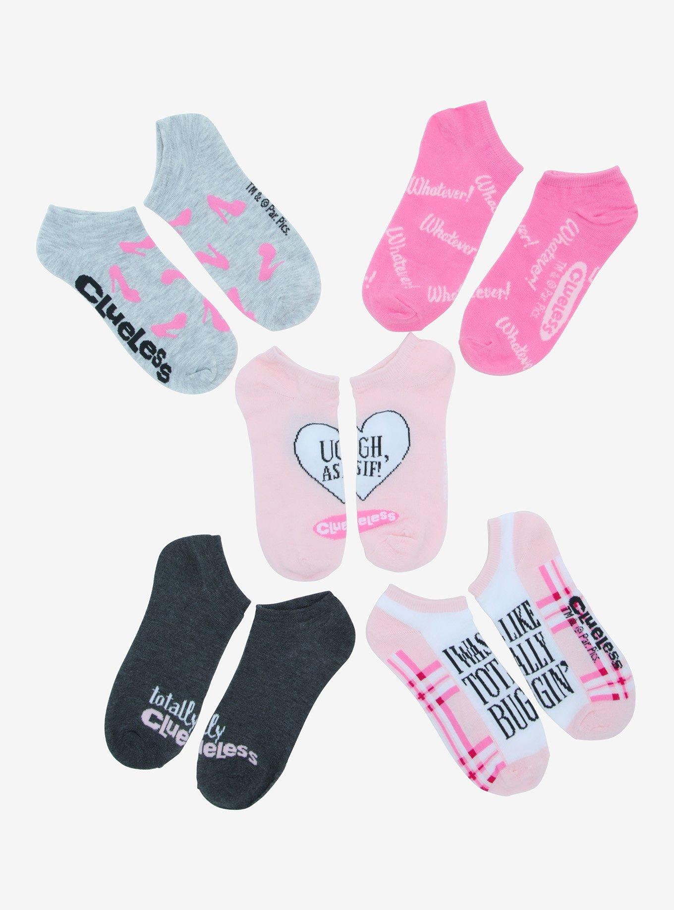 Clueless Quotes No-Show Socks 5 Pair, , hi-res