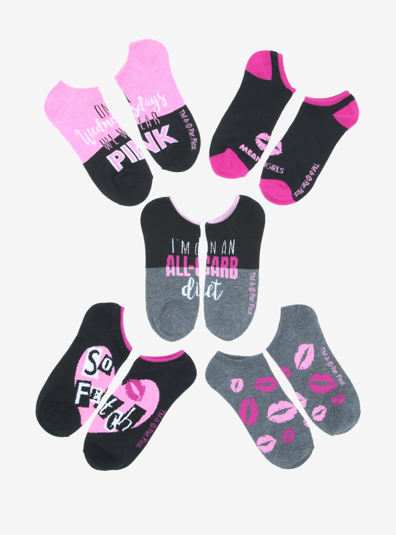 Mean Girls Quotes No-Show Socks 5 Pair, , hi-res