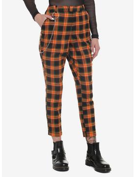 Orange Plaid Side Chain Pants, , hi-res