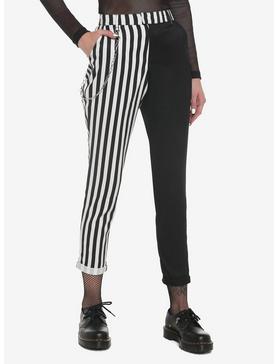 Black & White Stripe Split Chain Pants, , hi-res