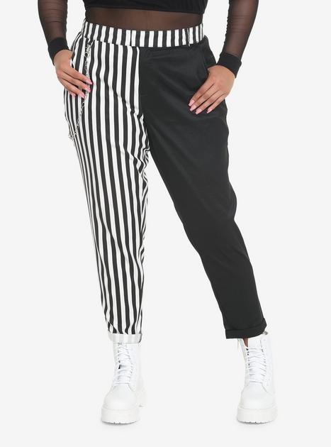 Black & White Stripe Split Chain Pants Plus Size | Hot Topic