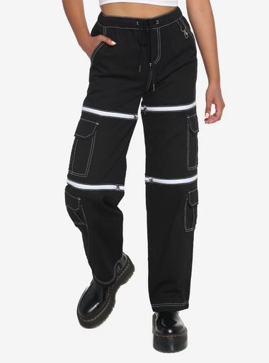 Black & White Zip-Off Carpenter Pants