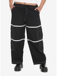 Black & White Zip-Off Carpenter Pants Plus Size, BLACK  WHITE, hi-res