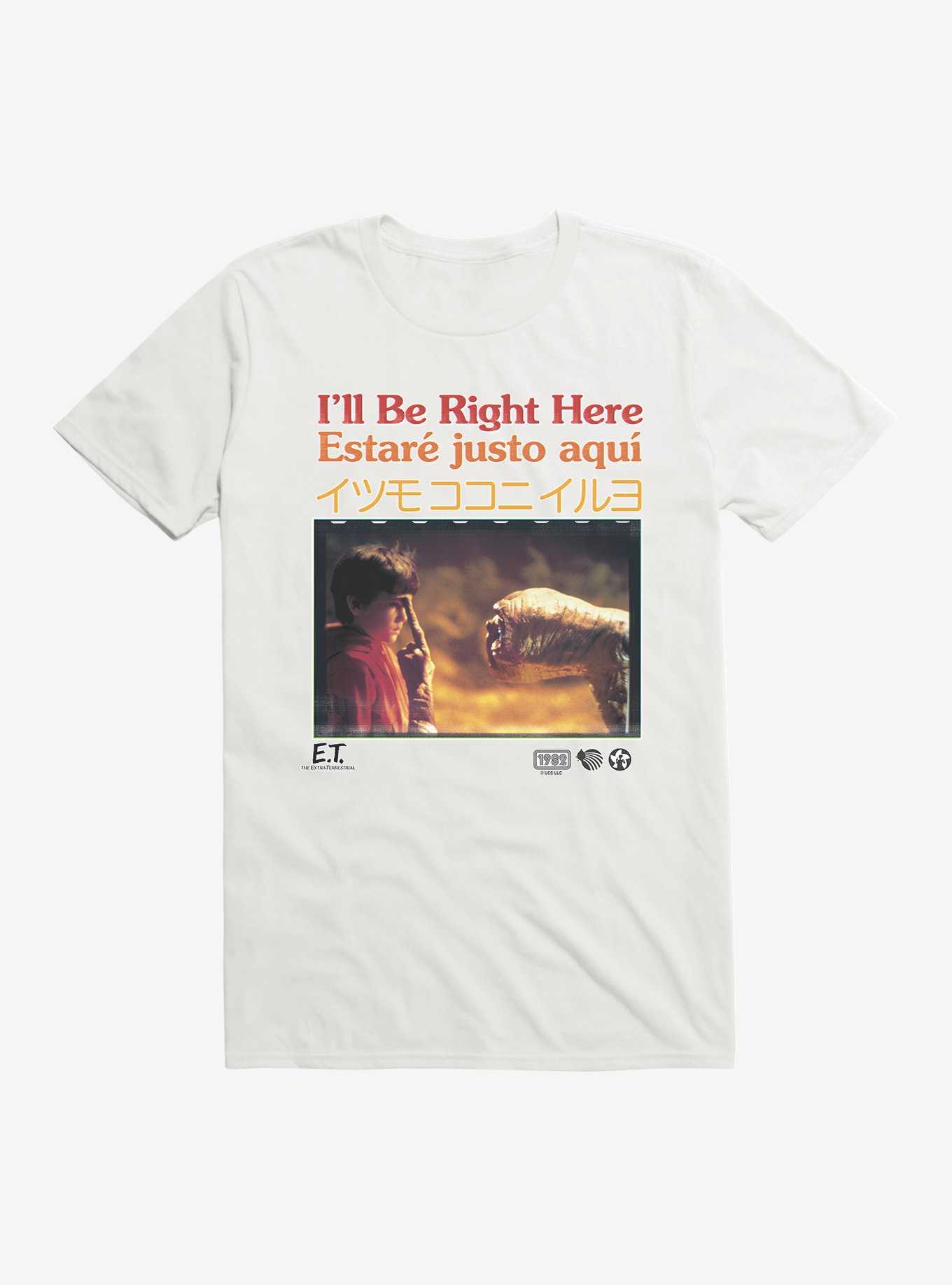 E.T. 40th Anniversary I'll Be Right Here Multi Language Movie Still T-Shirt, , hi-res