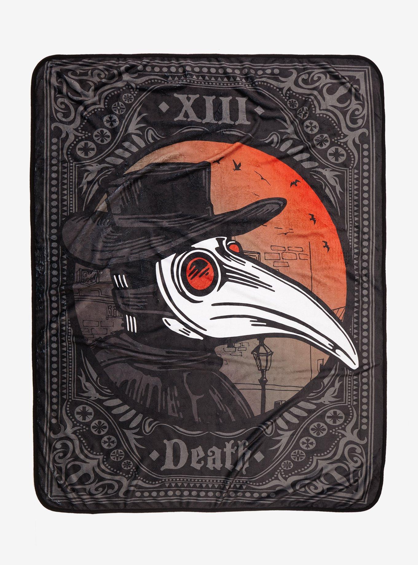 Plague Doctor Tarot Card Throw Blanket, , hi-res