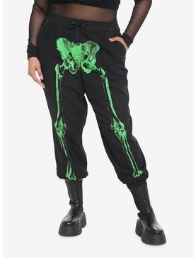 Green Skeleton Jogger Pants Plus Size, , hi-res