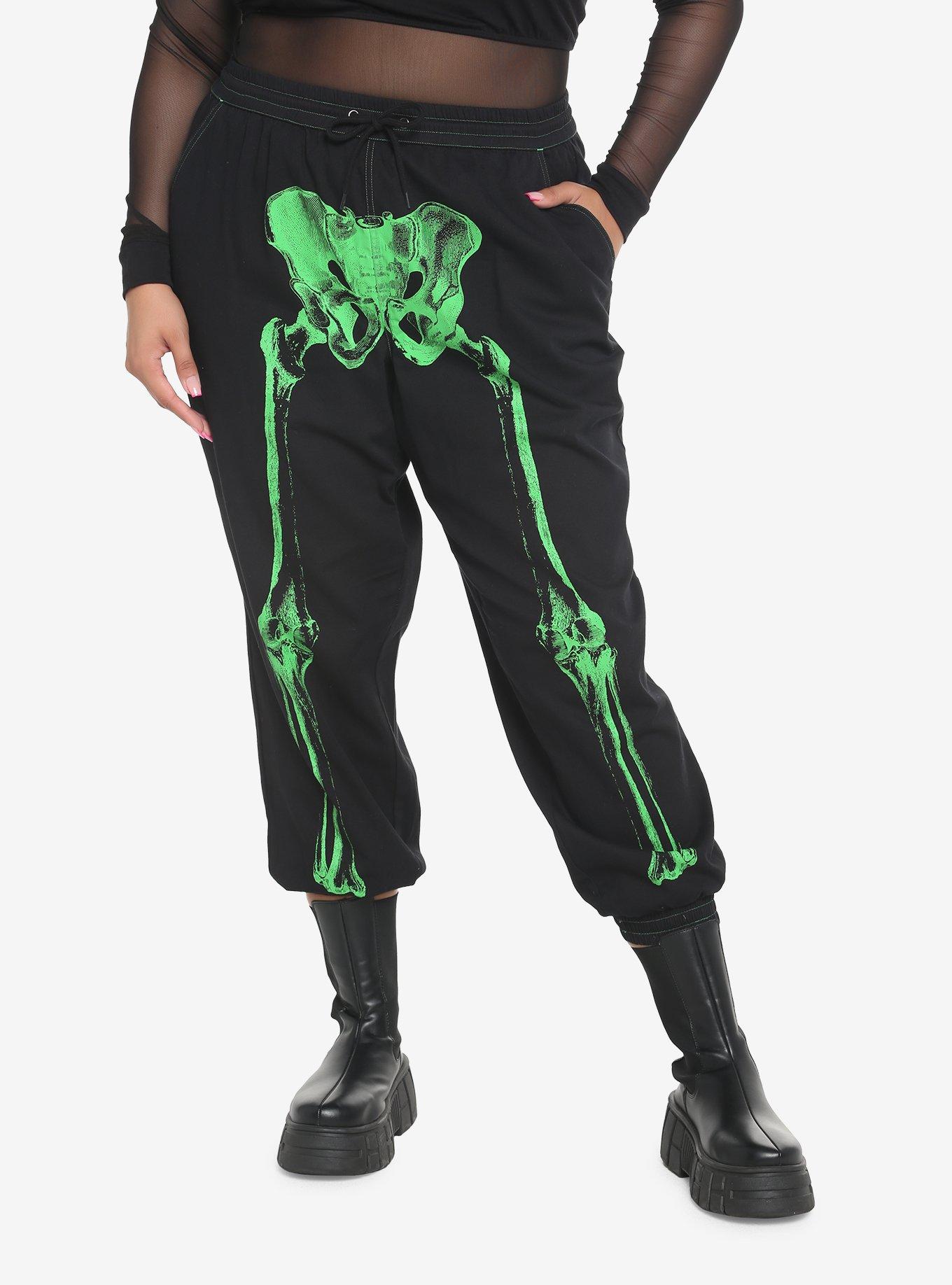 Green Skeleton Jogger Pants Plus Size