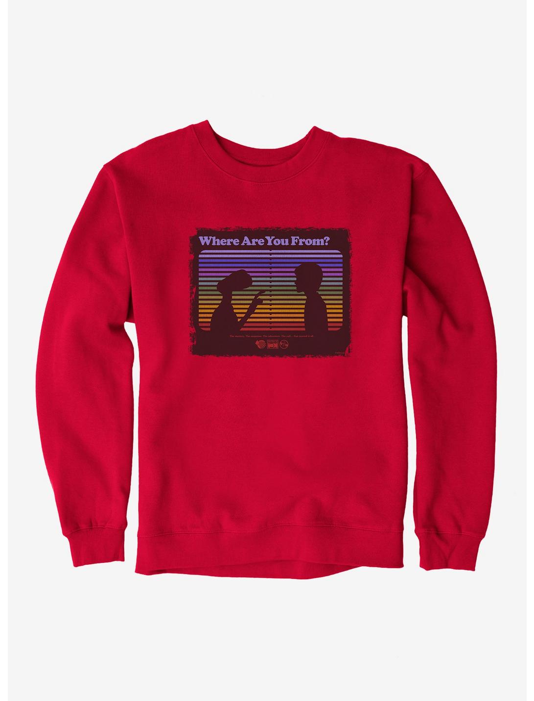 E.T. 40th Anniversary Where Are You From E.T And Elliott Silhouette Sweatshirt, RED, hi-res