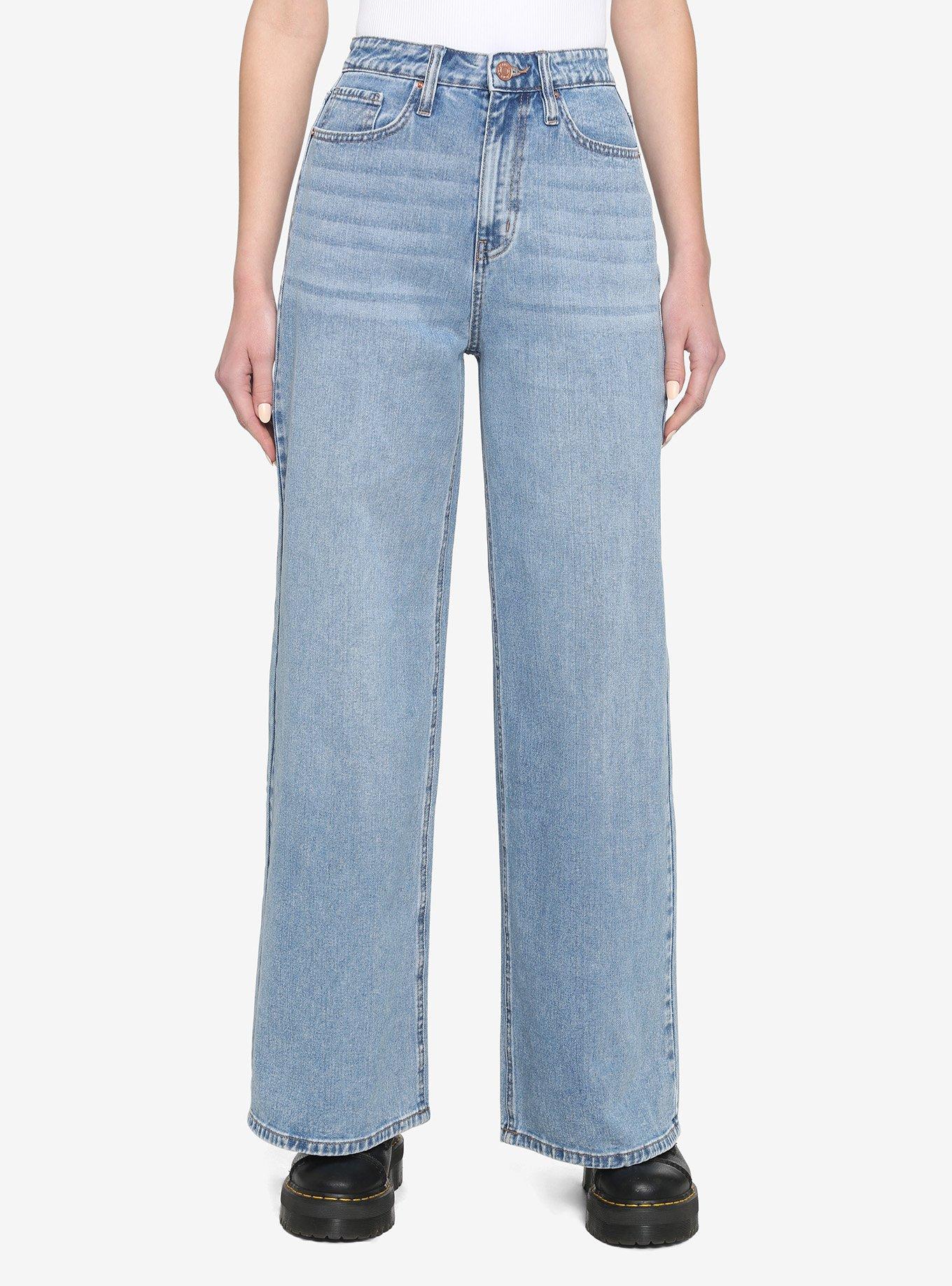 Indigo Wide Leg Denim Pants, INDIGO, hi-res